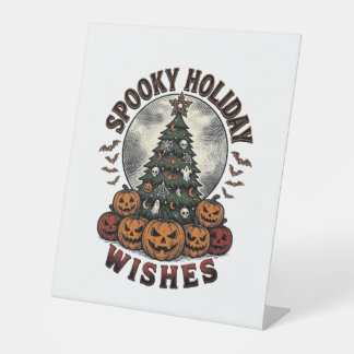 Halloween-Weihnachtshemd Vintage-Kürbisbaum_1 Sockelschild