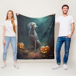 Halloween Weimaraner mit Pumpkins Beängstigend Fleecedecke
