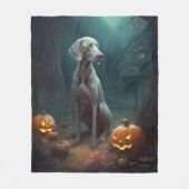 Halloween Weimaraner mit Pumpkins Beängstigend Fleecedecke (Vorderseite)