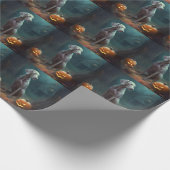 Halloween Weimaraner mit Pumpkins Beängstigend Geschenkpapier (Ecke)