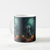 Halloween Weimaraner mit Pumpkins Beängstigend Kaffeetasse (Vorderseite Links)