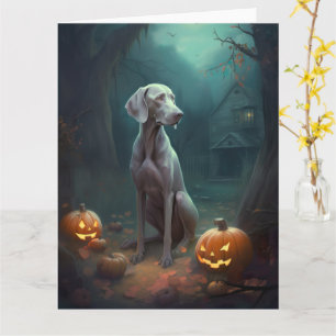 Halloween Weimaraner mit Pumpkins Beängstigend Karte