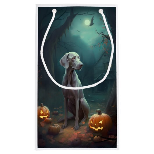Halloween Weimaraner mit Pumpkins Beängstigend Kleine Geschenktüte (Rückseite)