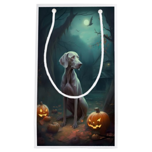 Halloween Weimaraner mit Pumpkins Beängstigend Kleine Geschenktüte (Vorderseite)