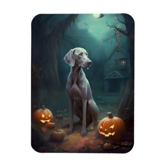 Halloween Weimaraner mit Pumpkins Beängstigend Magnet (Vertikal)