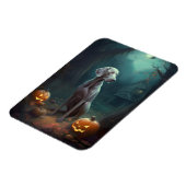 Halloween Weimaraner mit Pumpkins Beängstigend Magnet (Linke Seite)
