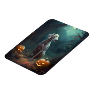 Halloween Weimaraner mit Pumpkins Beängstigend Magnet
