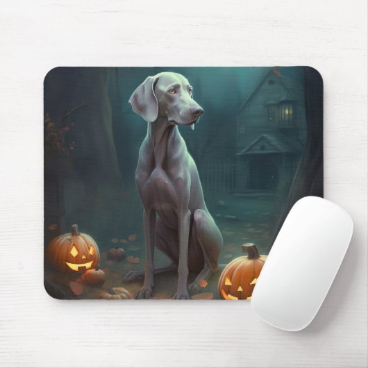 Halloween Weimaraner mit Pumpkins Beängstigend Mousepad (Mit Mouse)
