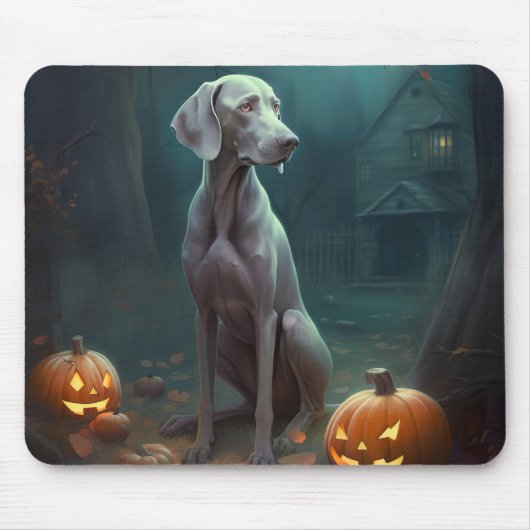 Halloween Weimaraner mit Pumpkins Beängstigend Mousepad (Vorne)