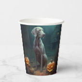 Halloween Weimaraner mit Pumpkins Beängstigend Pappbecher (Rückseite)