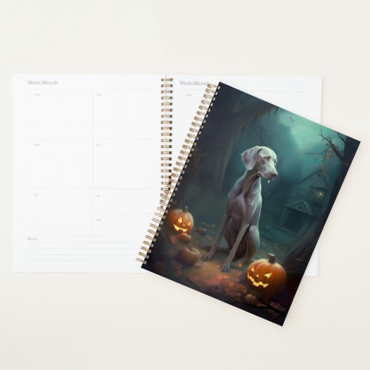 Halloween Weimaraner mit Pumpkins Beängstigend Planer (Anzeige)