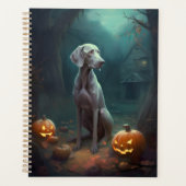 Halloween Weimaraner mit Pumpkins Beängstigend Planer (Vorderseite)