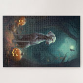 Halloween Weimaraner mit Pumpkins Beängstigend Puzzle (Horizontal)