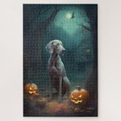 Halloween Weimaraner mit Pumpkins Beängstigend Puzzle (Vertikal)