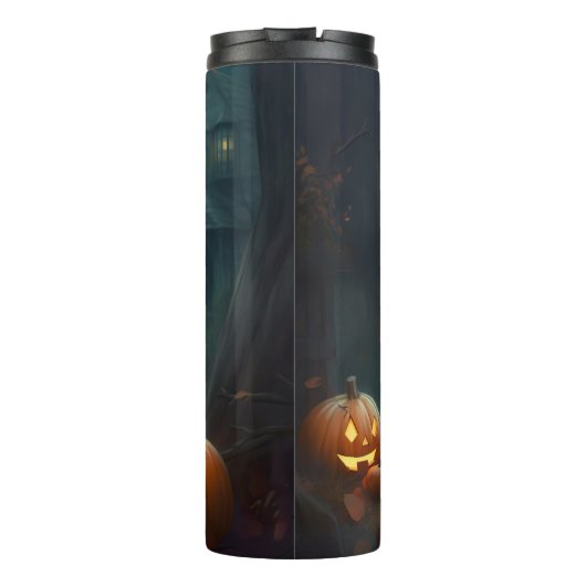 Halloween Weimaraner mit Pumpkins Beängstigend Thermosbecher (Rückseite)