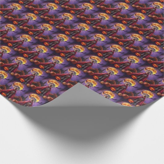 Halloween Weimaraner Vampire Pumpkins Beängstigend Geschenkpapier (Ecke)