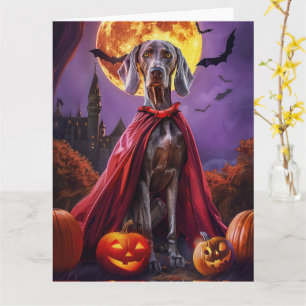 Halloween Weimaraner Vampire Pumpkins Beängstigend Karte