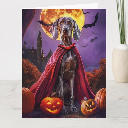 Halloween Weimaraner Vampire Pumpkins Beängstigend Karte (Vorderseite)