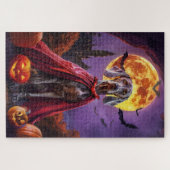 Halloween Weimaraner Vampire Pumpkins Beängstigend Puzzle (Horizontal)