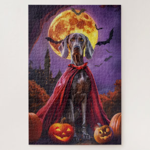 Halloween Weimaraner Vampire Pumpkins Beängstigend Puzzle