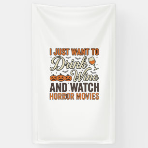 Halloween-Wein-Horrorfilme Vintage-Shirt-Design_ Banner