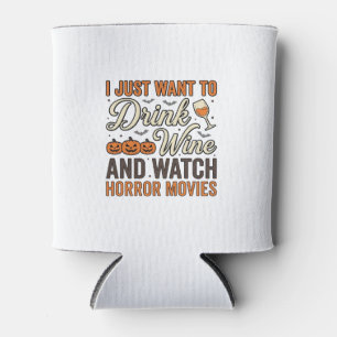 Halloween Wein Horrorfilme Vintage-Shirt-Design_ Dosenkühler