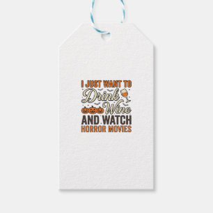 Halloween-Wein-Horrorfilme Vintage-Shirt-Design_ Geschenkanhänger