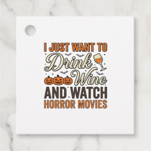Halloween-Wein-Horrorfilme Vintage-Shirt-Design_ Geschenkanhänger