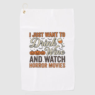 Halloween Wein Horrorfilme Vintage-Shirt-Design_ Golfhandtuch