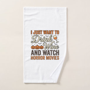 Halloween-Wein-Horrorfilme Vintage-Shirt-Design_ Handtuch