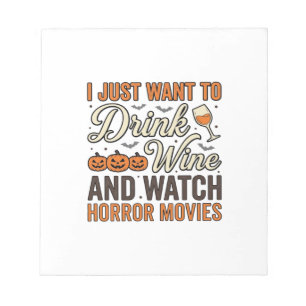 Halloween-Wein-Horrorfilme Vintage-Shirt-Design_ Notizblock