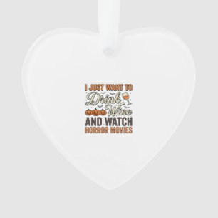 Halloween-Wein-Horrorfilme Vintage-Shirt-Design_ Ornament