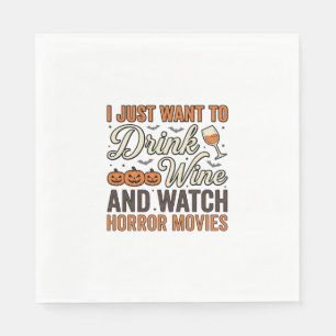 Halloween Wein Horrorfilme Vintage-Shirt-Design_ Serviette