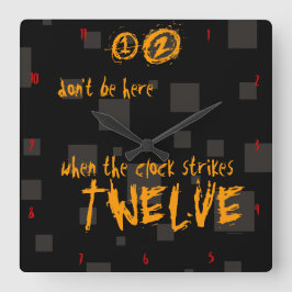 Halloween weird creepy art box black spooky quadratische wanduhr