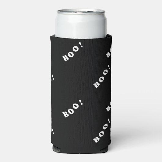 Halloween-weißer Text auf schwarz Selters Dosenkühler (Seltzer Vorderseite)