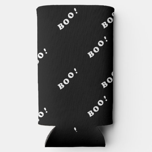 Halloween-weißer Text auf schwarz Selters Dosenkühler (Rückseite)