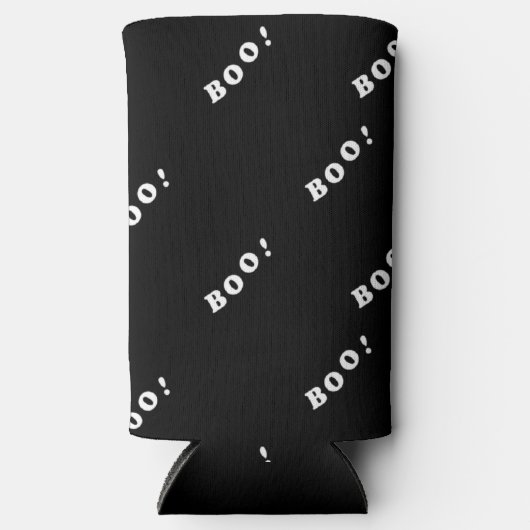 Halloween-weißer Text auf schwarz Selters Dosenkühler (Vorderseite)