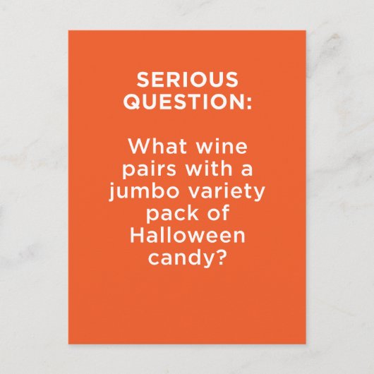 Halloween: Welche Paare mit Wein & Candy? Postkarte (Vorderseite)
