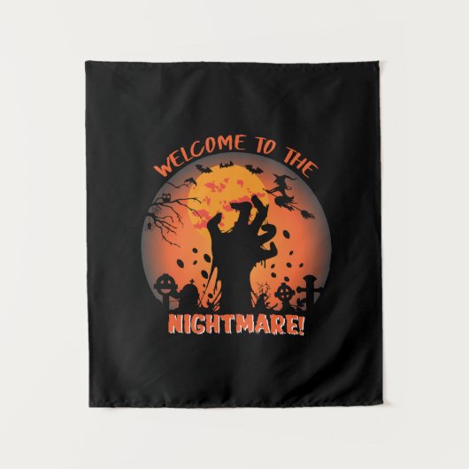 Halloween Welcome To The Nightmare Wandteppich (Vorderseite)