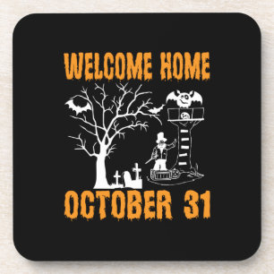 Halloween Welcome Zuhause Oktober Geburtstag Getränkeuntersetzer