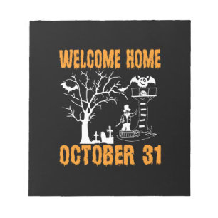 Halloween Welcome Zuhause Oktober Geburtstag Notizblock