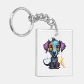 Halloween Welpe #12 Digitale Kunst Schlüsselanhänger (Vorderseite links)