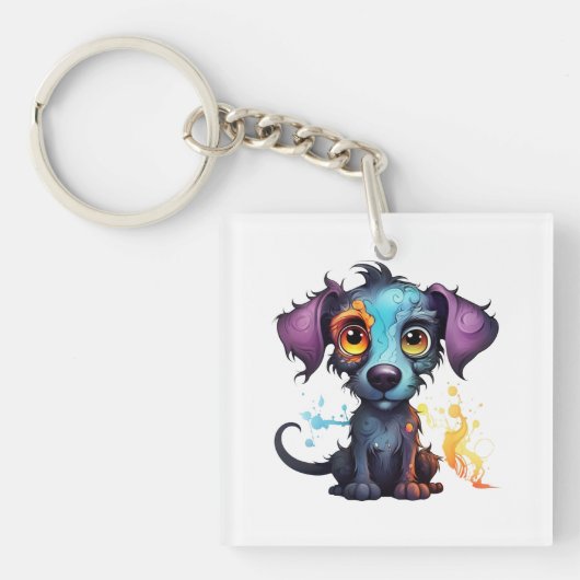 Halloween Welpe #12 Digitale Kunst Schlüsselanhänger (Vorderseite)