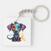 Halloween Welpe #12 Digitale Kunst Schlüsselanhänger (Rückseite)