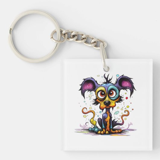 Halloween Welpe #4 Digitale Kunst Schlüsselanhänger (Vorderseite)