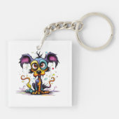 Halloween Welpe #4 Digitale Kunst Schlüsselanhänger (Rückseite)