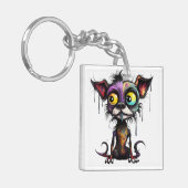 Halloween Welpe #4 Digitale Kunst Schlüsselanhänger (Vorderseite links)