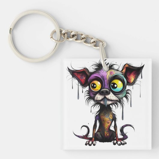 Halloween Welpe #4 Digitale Kunst Schlüsselanhänger (Vorderseite)