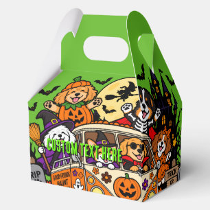 Halloween-Welpen im Retro-Van Grüne Benutzerdefini Geschenkschachtel