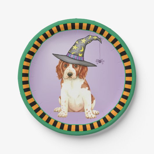 Halloween Welsh Springer Spaniel Pappteller (Vorderseite)